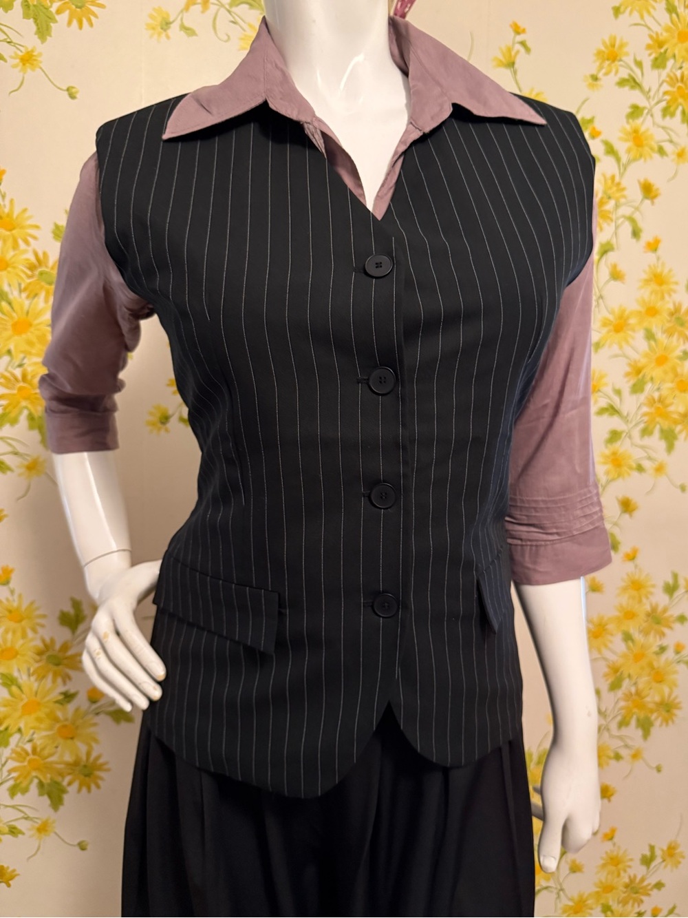 Black Pinstripe Women's Vest size S